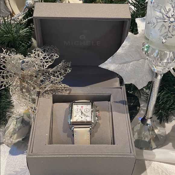 Michele Accessories - Woman’s Michele Deco Diamond Dial Watch